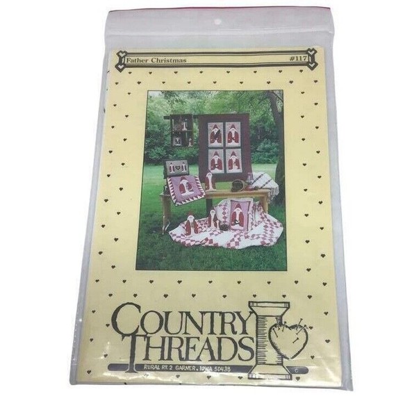 Father Christmas Quilt Pillow Wall Hanging Stuffed Doll Pattern Craft Country - Picture 1 of 3